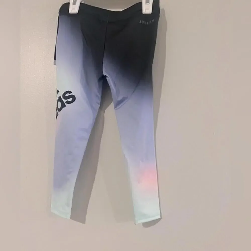 ADIDAS Little Girls AEROREADY Ombre Graphic Tight, leggings,workout pants size 4